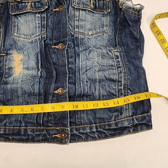 Cult of Individuality Blue Denim Vest Womens Jean Distressed Size Large H5 - Picture 7 of 9